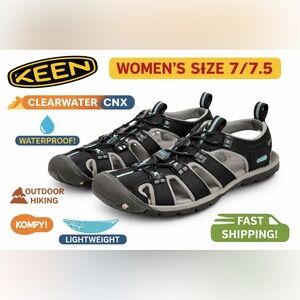 KEEN Women’s Clearwater CNX Sandals Black Gray Waterproof Size 7/7.5 Hiking